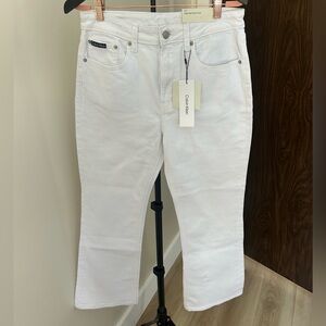 Calvin Klein Jeans Women's High Rise Flare Crop in White